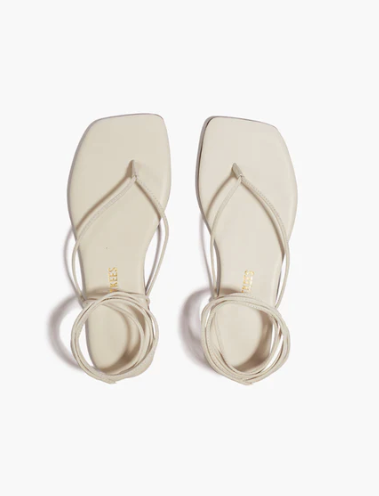Tkees Square Toe Cream Wrap Sandals