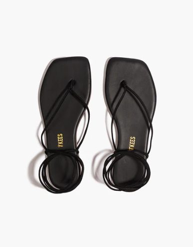 Tkees Square Toe Black  Wrap Sandals